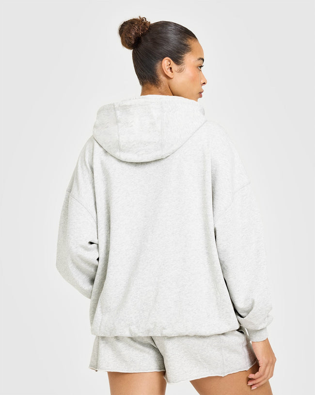 Raw Lounge Oversized Hoodie | Light Grey Marl