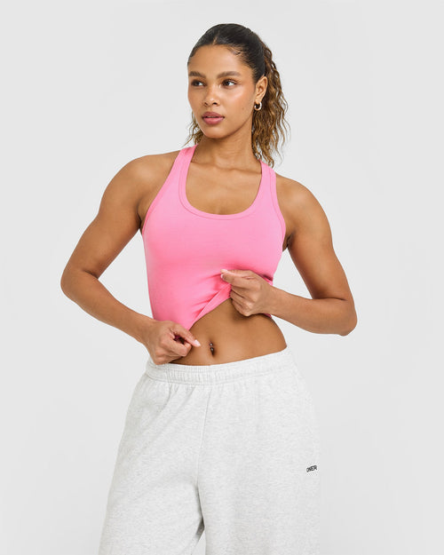 Oner Modal Cotton Fitted Mid Vest | Peony Pink