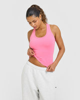 Cotton Fitted Vest | Peony Pink