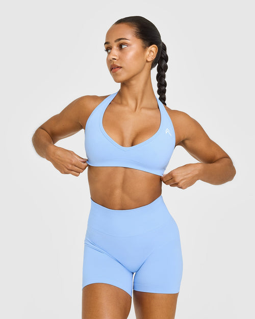 Oner Modal Effortless Seamless Halter Neck Sports Bra | Powdered Blue