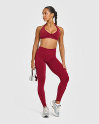 EffortlessLift™ Seamless Leggings with White Logo | Claret Red