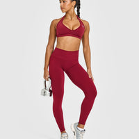 EffortlessLift™ Seamless Leggings with White Logo | Claret Red