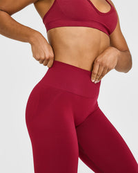 EffortlessLift™ Seamless Leggings with White Logo | Claret Red