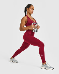 EffortlessLift™ Seamless Leggings with White Logo | Claret Red