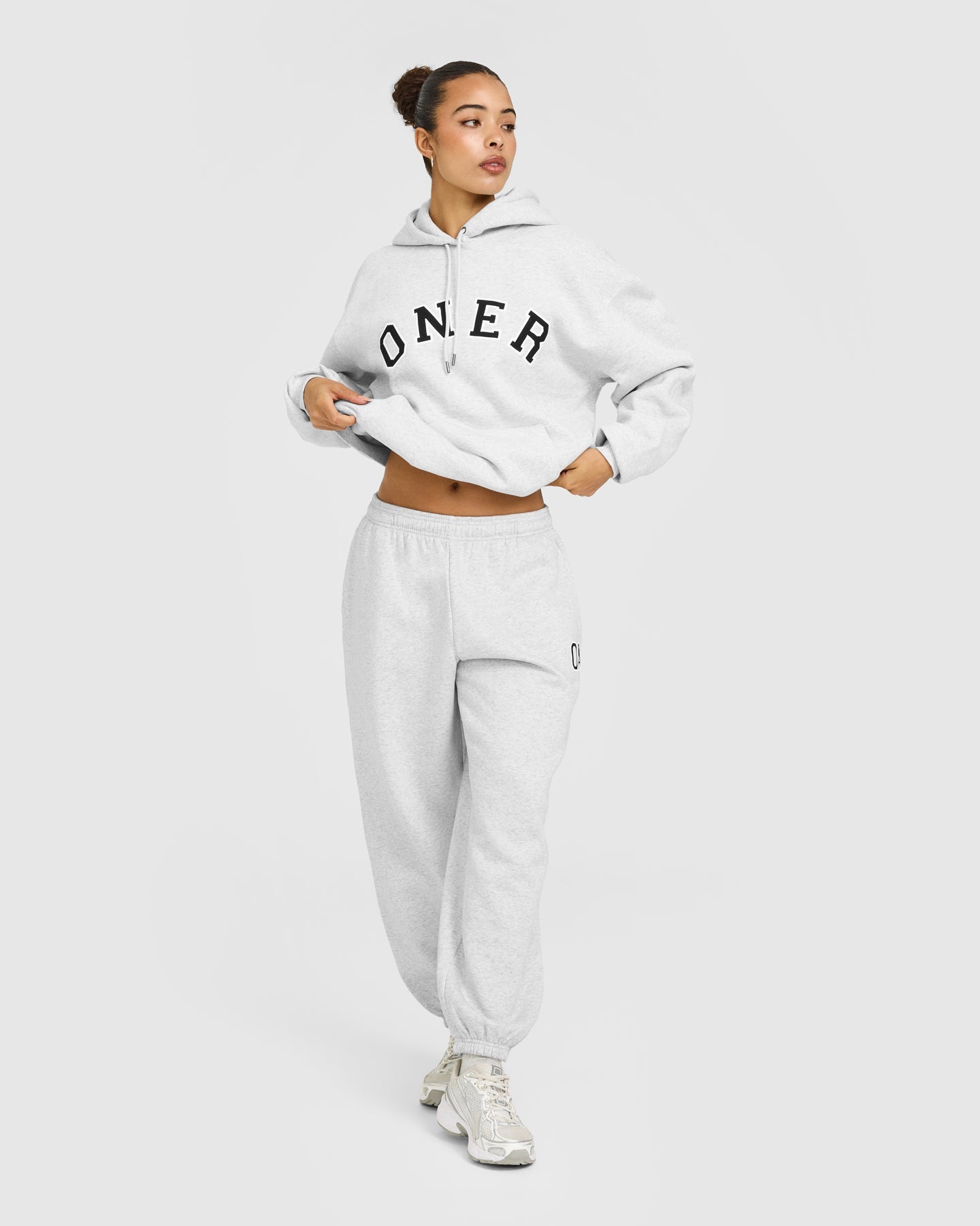 Foundations Oversized Oner Girlfriend Joggers | Light Grey Marl