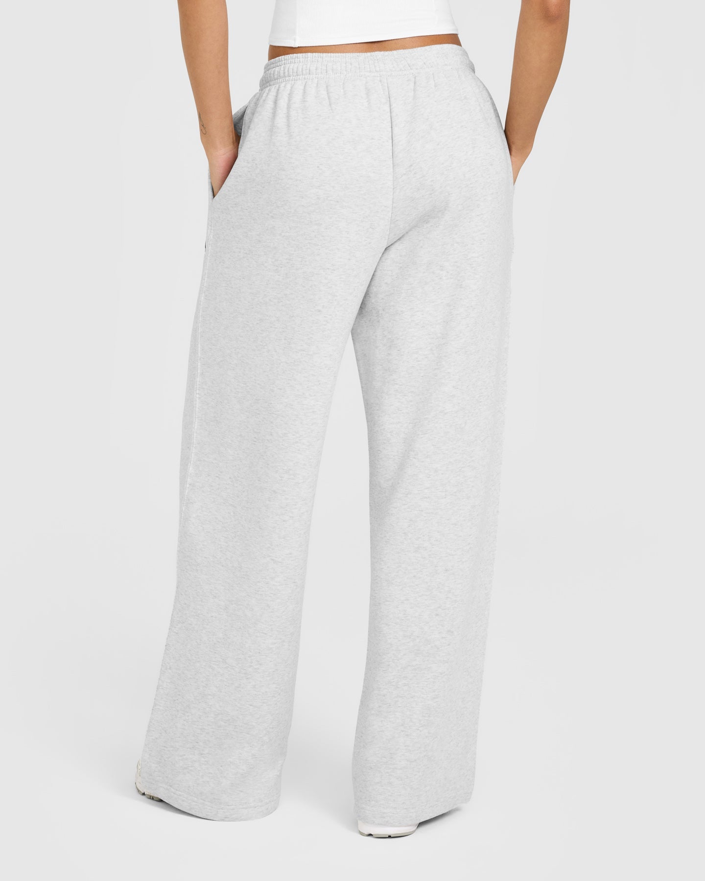 Foundations Oversized Oner Girlfriend Straight Leg Joggers | Light Grey Marl