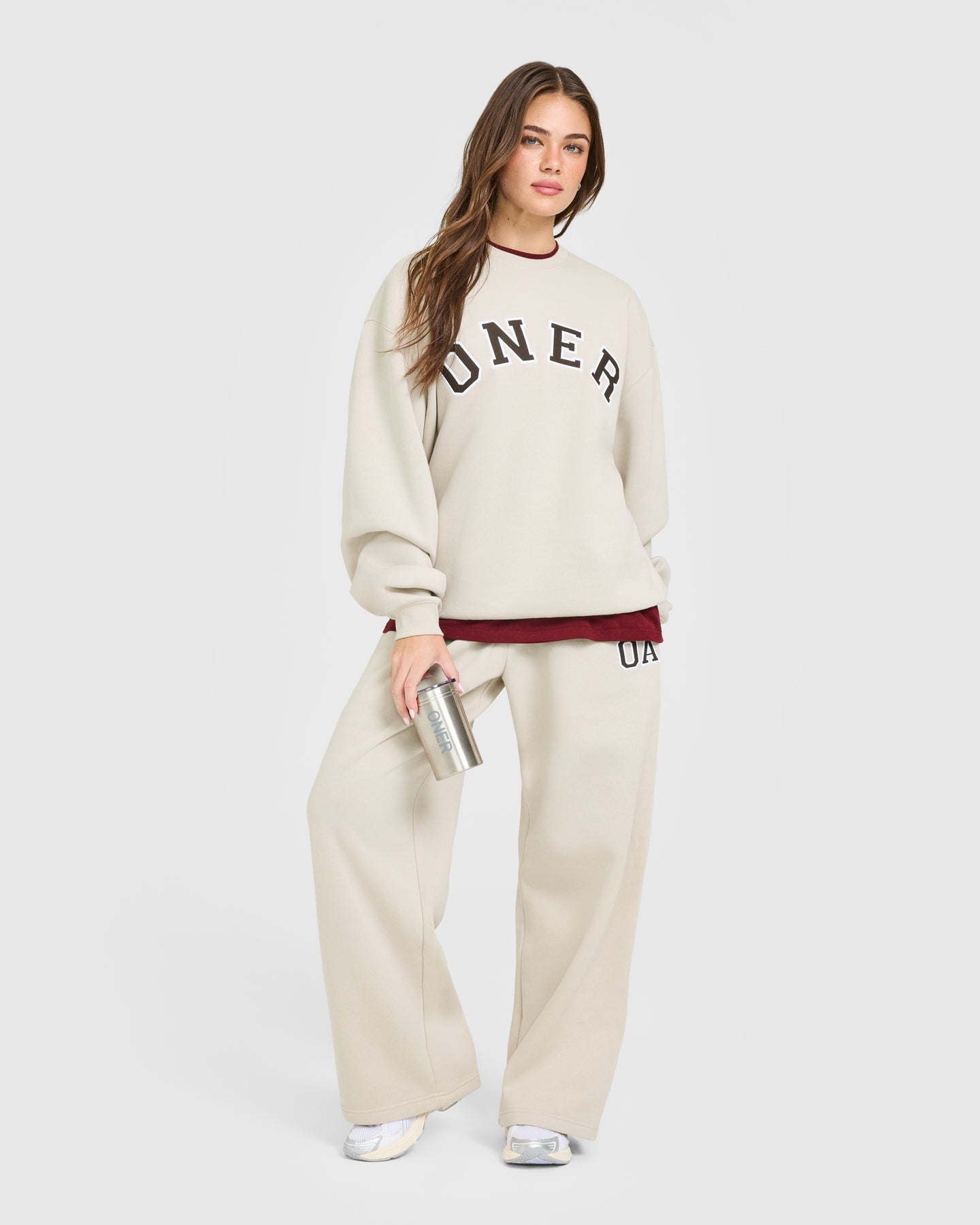 Foundations Oversized Oner Girlfriend Straight Leg Joggers | Sand