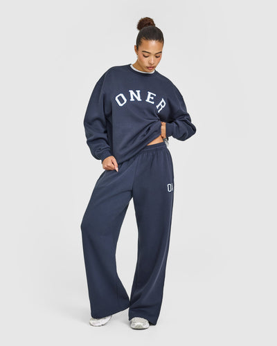 Foundations Oversized Oner Girlfriend Straight Leg Joggers | True Blue