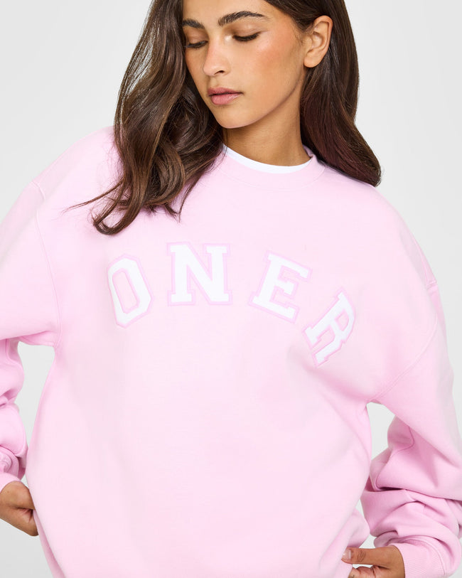 Foundations Oversized Oner Girlfriend Sweatshirt | Chalk Pink