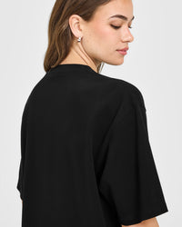 Oversized Oner Girlfriend Washed T-Shirt | Black