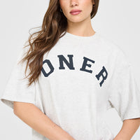 Oversized Oner Girlfriend Washed T-Shirt | Light Grey Marl