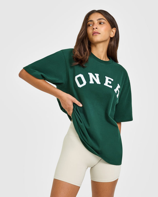 Oversized Oner Girlfriend Washed T-Shirt | Racing Green