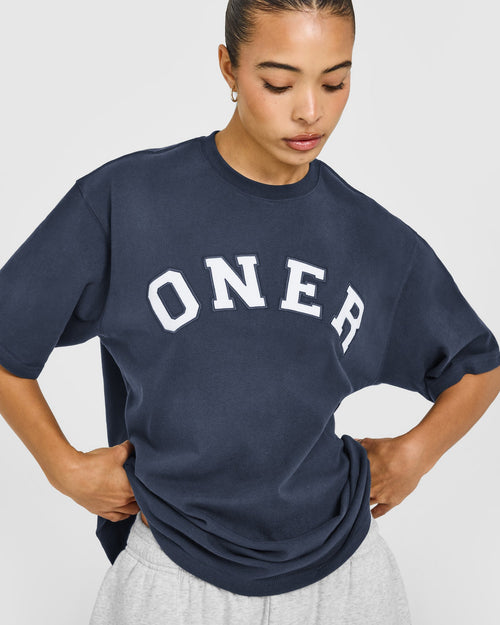 Oversized Oner Girlfriend Washed T-Shirt | True Blue