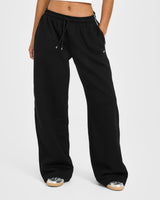 Jersey Tracksuit Straight Leg Joggers | Black