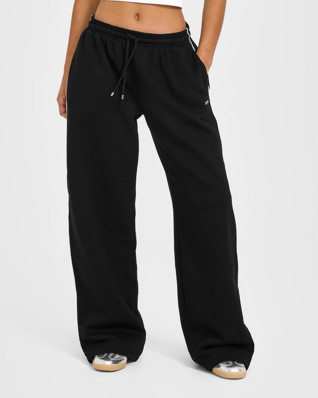 Jersey Tracksuit Straight Leg Joggers | Black