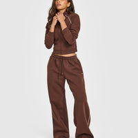 Jersey Tracksuit Straight Leg Joggers | Espresso Brown