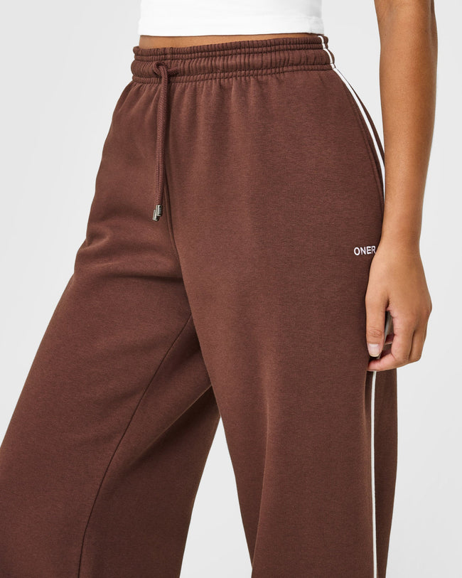 Jersey Tracksuit Straight Leg Joggers | Espresso Brown
