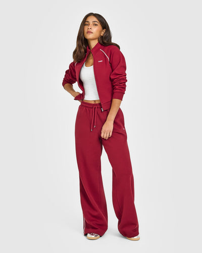 Jersey Tracksuit Straight Leg Joggers | Ruby Red
