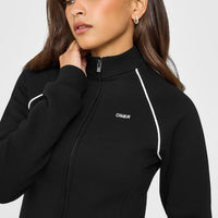 Jersey Tracksuit Zip Through Jacket | Black