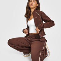 Jersey Tracksuit Zip Through Jacket | Espresso Brown