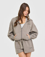 Raw Lounge Oversized Zip Hoodie | Washed Minky