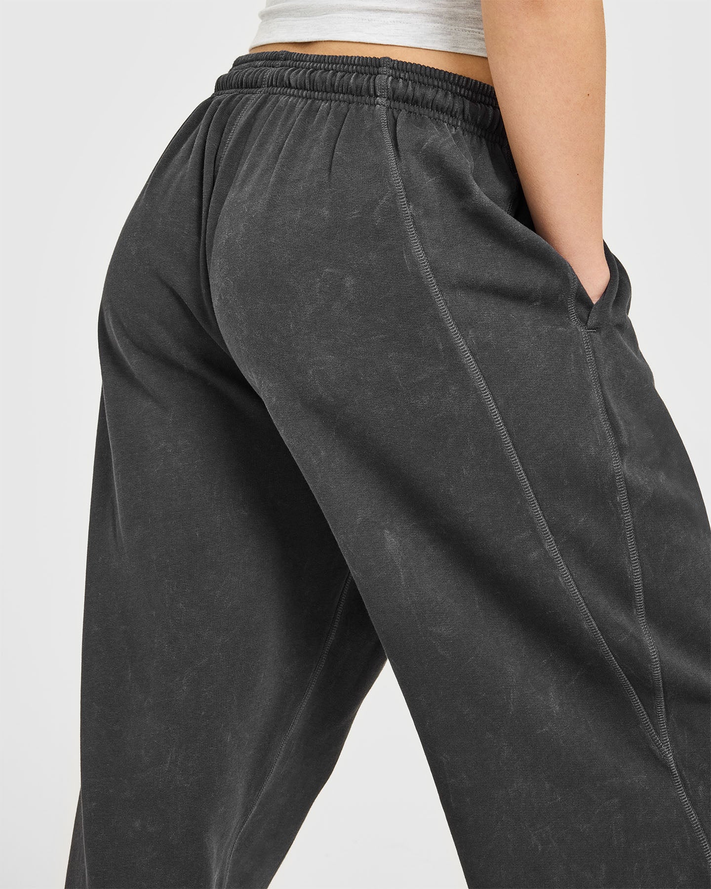 Raw Lounge Wide Leg Joggers | Washed Black