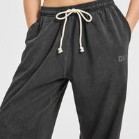 Raw Lounge Wide Leg Joggers | Washed Black