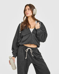 Raw Lounge Wide Leg Joggers | Washed Black