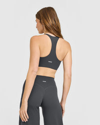 SoftMotion™ Sports Bra with White Logo | Coal