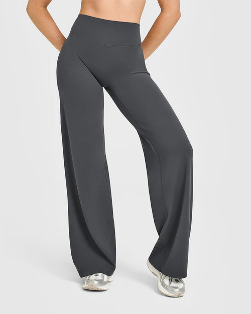 Oner Modal SoftMotion™ Straight Leg Bottoms with White Logo | Coal