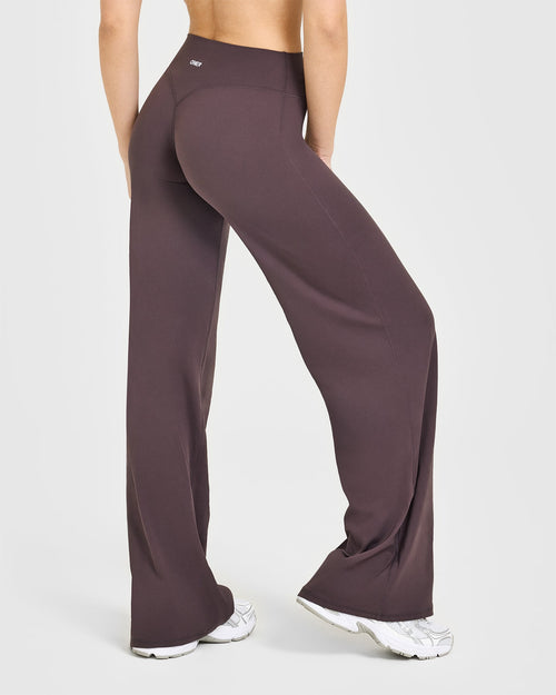 SoftMotion™ Straight Leg Bottoms with White Logo | Dark Umber Brown