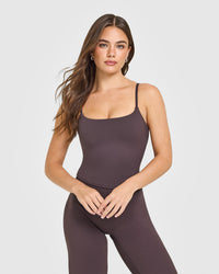 SoftMotion™ Strappy Mid Vest with Built in Bra Shelf | Dark Umber Brown
