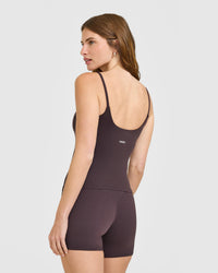 SoftMotion™ Strappy Vest with Built in Bra Shelf | Dark Umber Brown
