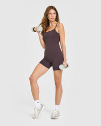SoftMotion™ Strappy Vest with Built in Bra Shelf | Dark Umber Brown