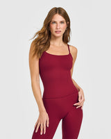 SoftMotion™ Strappy Vest with Built in Bra Shelf with White Logo | Ruby Red