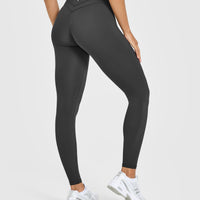 UnifiedMove™ High Waisted Leggings White Logo | Coal