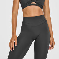 UnifiedMove™ High Waisted Leggings White Logo | Coal