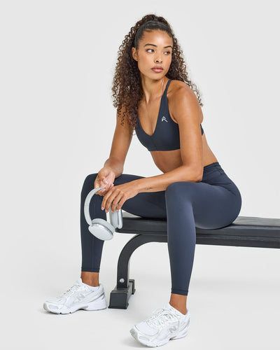 UnifiedMove™ High Waisted Leggings White Logo | True Blue