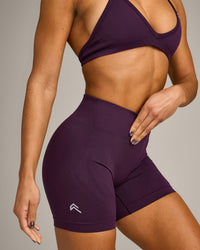 EnhanceLift™ Seamless Shorts with Grey Logo | Blackberry Purple