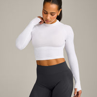 Oner Seamless Fitted Long Sleeve Mid Top | White