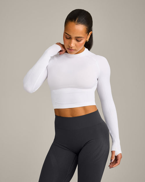 Oner Modal Oner Seamless Fitted Long Sleeve Mid Top | White