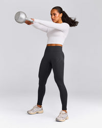 Oner Seamless Fitted Long Sleeve Mid Top | White