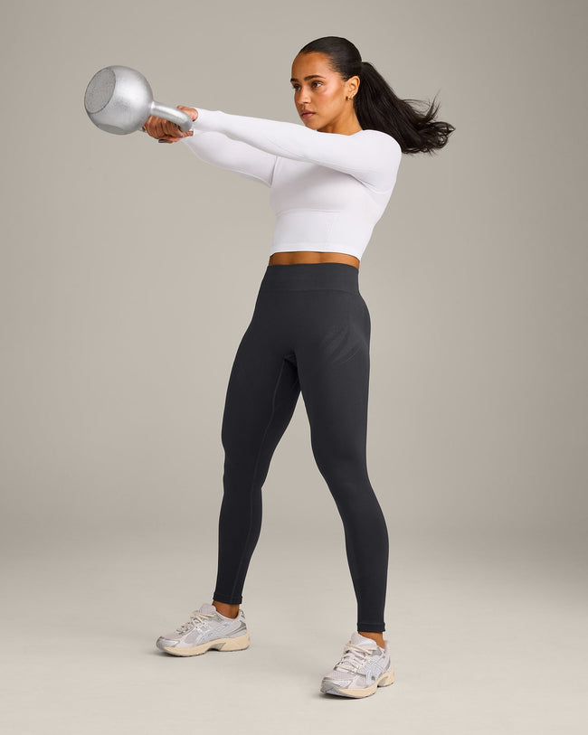 Oner Seamless Fitted Long Sleeve Mid Top | White