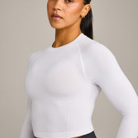 Oner Seamless Fitted Long Sleeve Mid Top | White