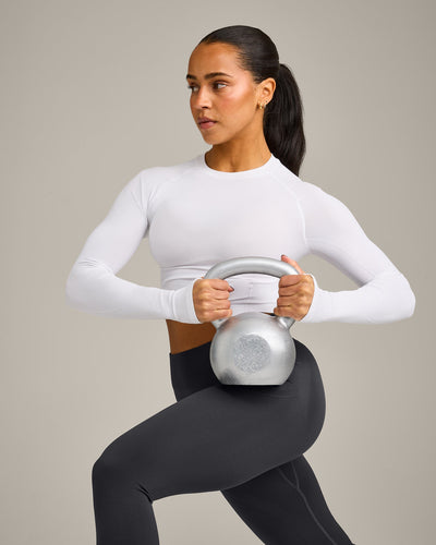 Oner Seamless Fitted Long Sleeve Mid Top | White