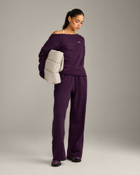 Raw Cut Lounge Off-The-Shoulder Sweatshirt | Washed Blackberry Purple