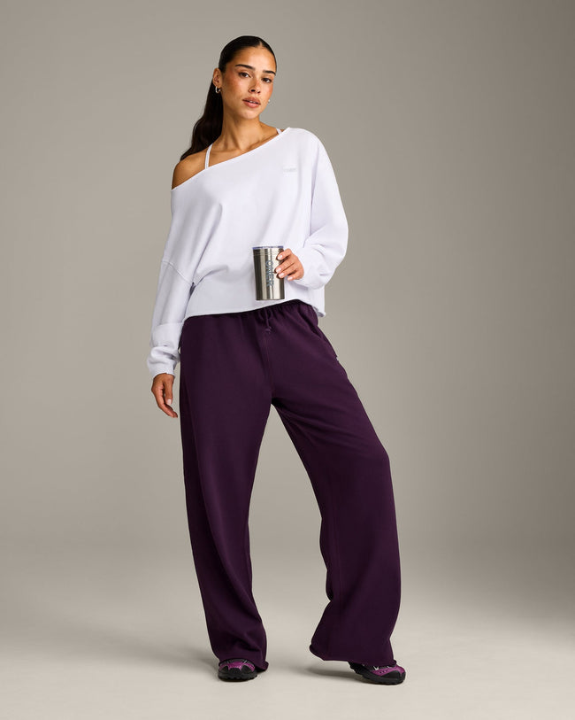 Raw Cut Lounge Off-The-Shoulder Sweatshirt | White