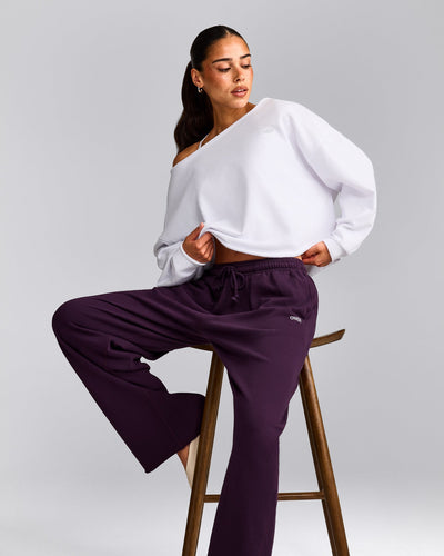 Cotton Vintage Lounge Off-The-Shoulder Sweatshirt | White