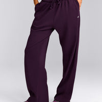 Cotton Vintage Lounge Wide Leg Joggers | Washed Blackberry Purple