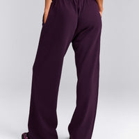 Cotton Vintage Lounge Wide Leg Joggers | Washed Blackberry Purple